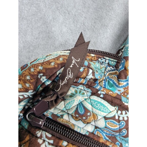 Vera Bradley Bag Purse Hobo Brown Java Blue Floral Paisley Pockets Quilted Y2K - Picture 3 of 13